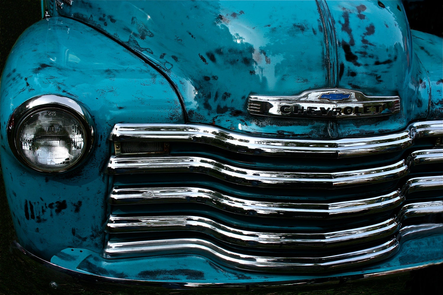 Fine Art Automotive Photography Vintage Turquoise Truck Chevy Still Life Color, Turquoise Ride 8x12