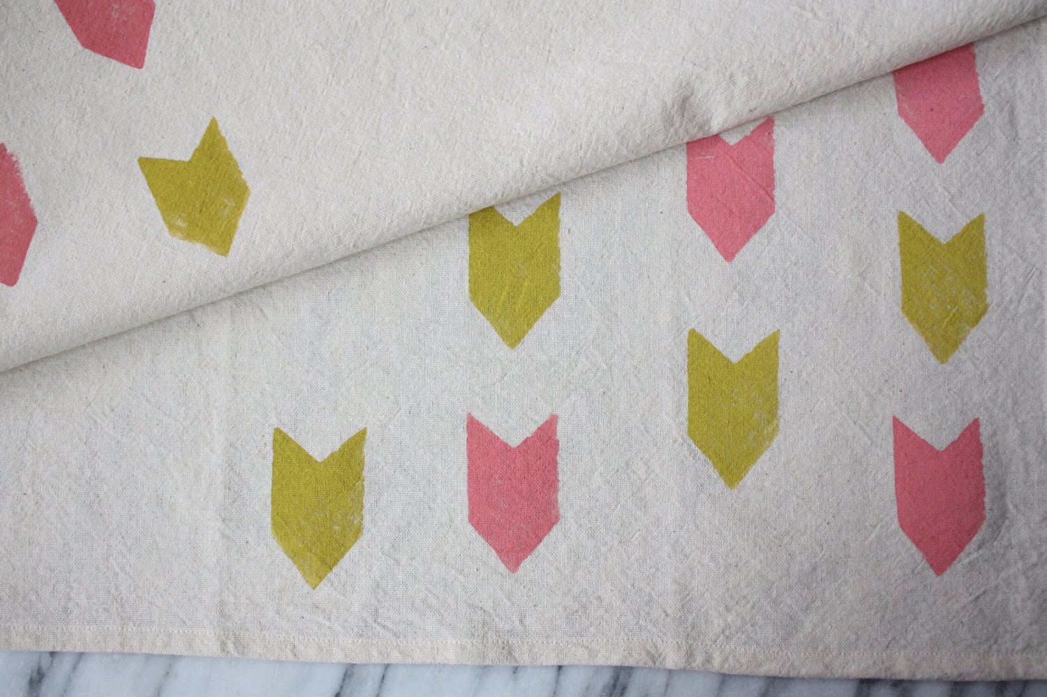 Chevron Dish Towel, Coral and Ochre