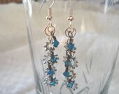 Blue Crystals Steampunk Dangle Earrings