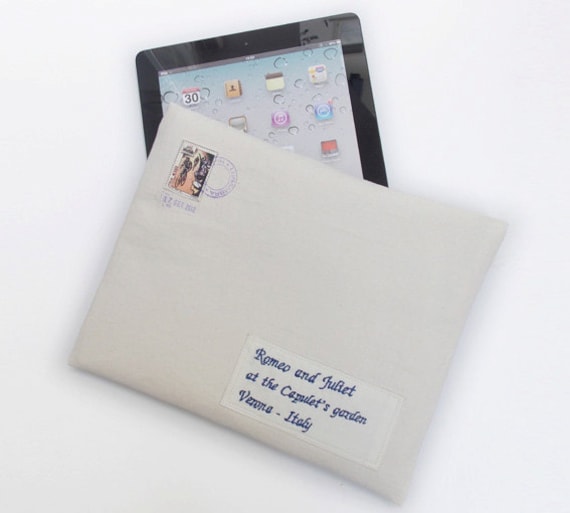 iPad Case personalized, PADDED, iPad mini, iPad Cover, envelope, italian postage, laptop sleeve envelope