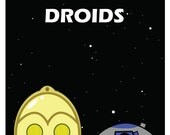 The Droids - Original Star Wars Artwork - 8.5" x 8.5" C3PO & R2D2 print