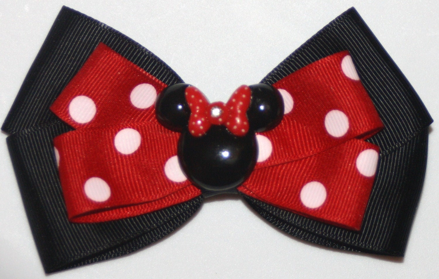 Minnie Mouse Red and Black Polka Dot Hair Bow