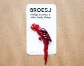 Bird Brooch Parrot Pin Red Rhinestone Eye