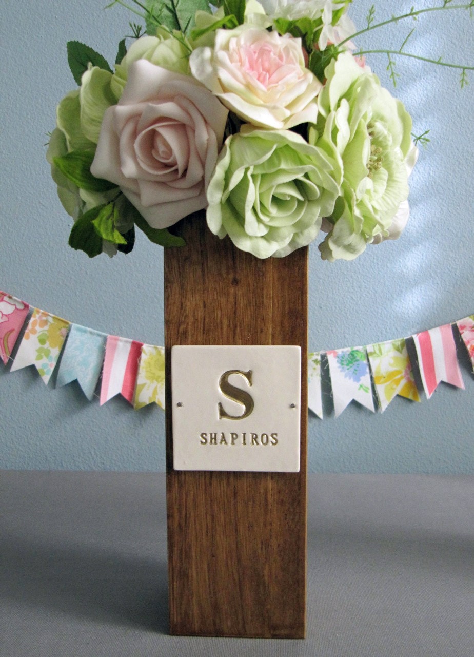 PERSONALIZED Wedding Gift - Monogrammed Fruitwood Vase