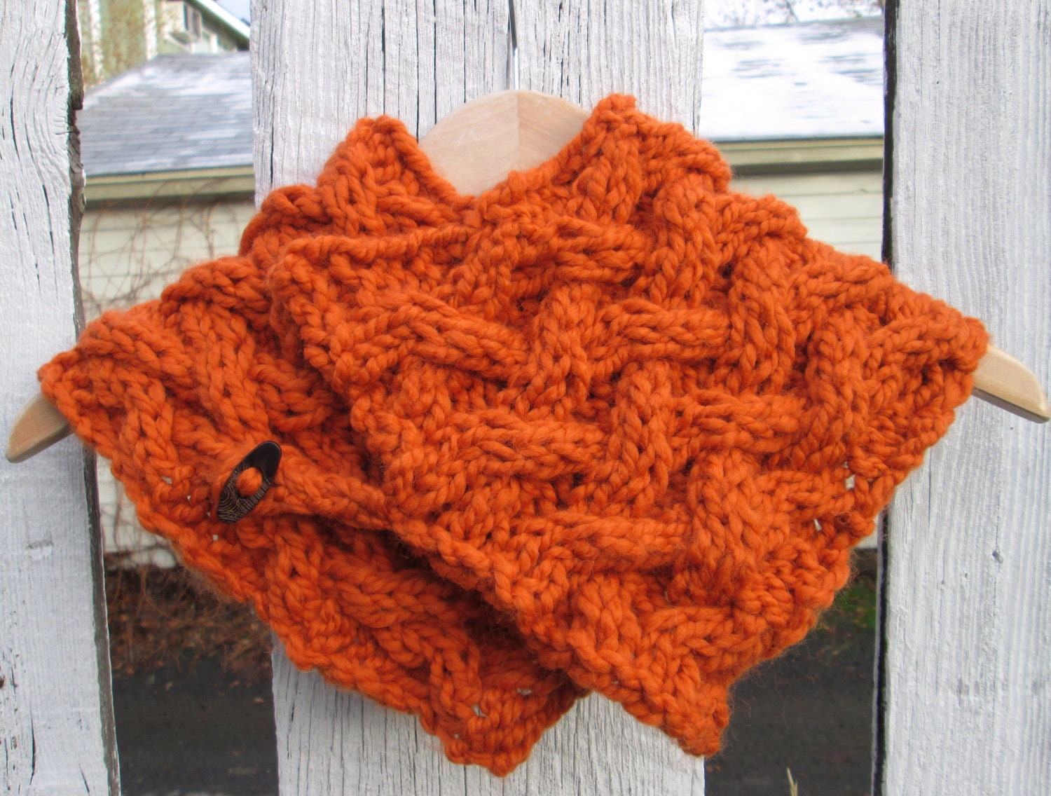 SALE - Chunky Cabled Pumpkin Orange Cowl