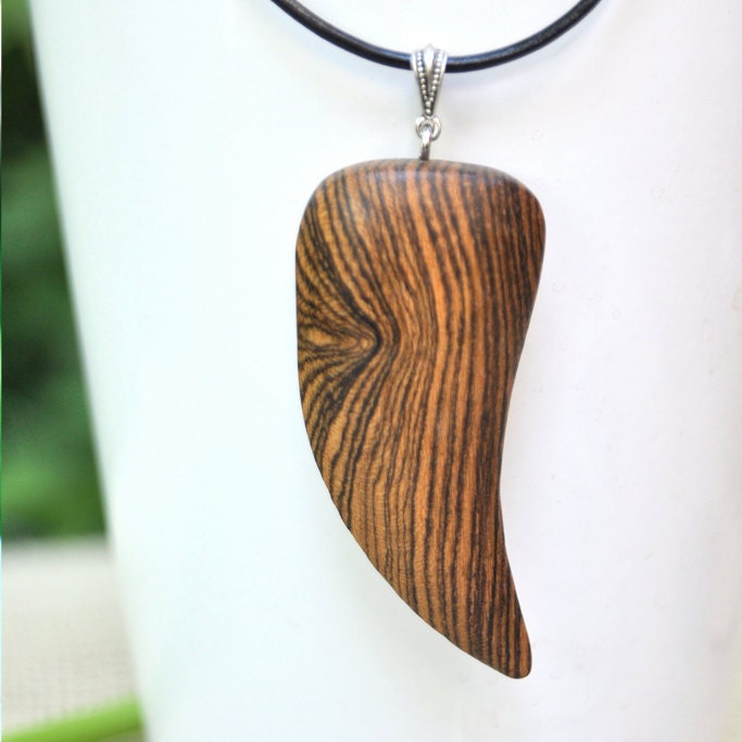 Handmade Horn Pendant Necklace in Bocote