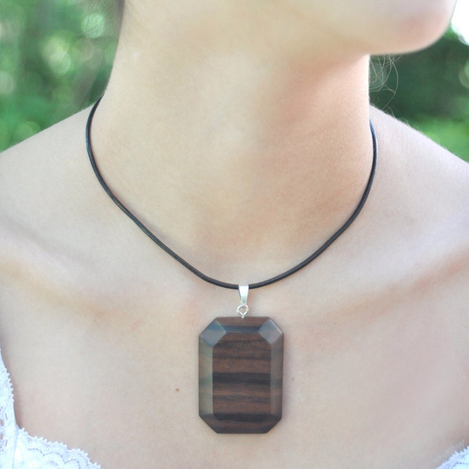 Wood Necklace - Diamond Shape in Macassar Ebony