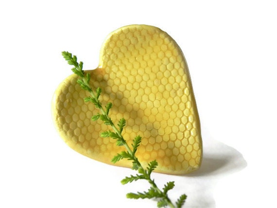 Ceramic Yellow Heart Ring Adjustable Silver Band