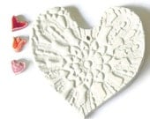 Ceramic White Heart with Organza Ribbon Wedding Decoration - Ceraminic