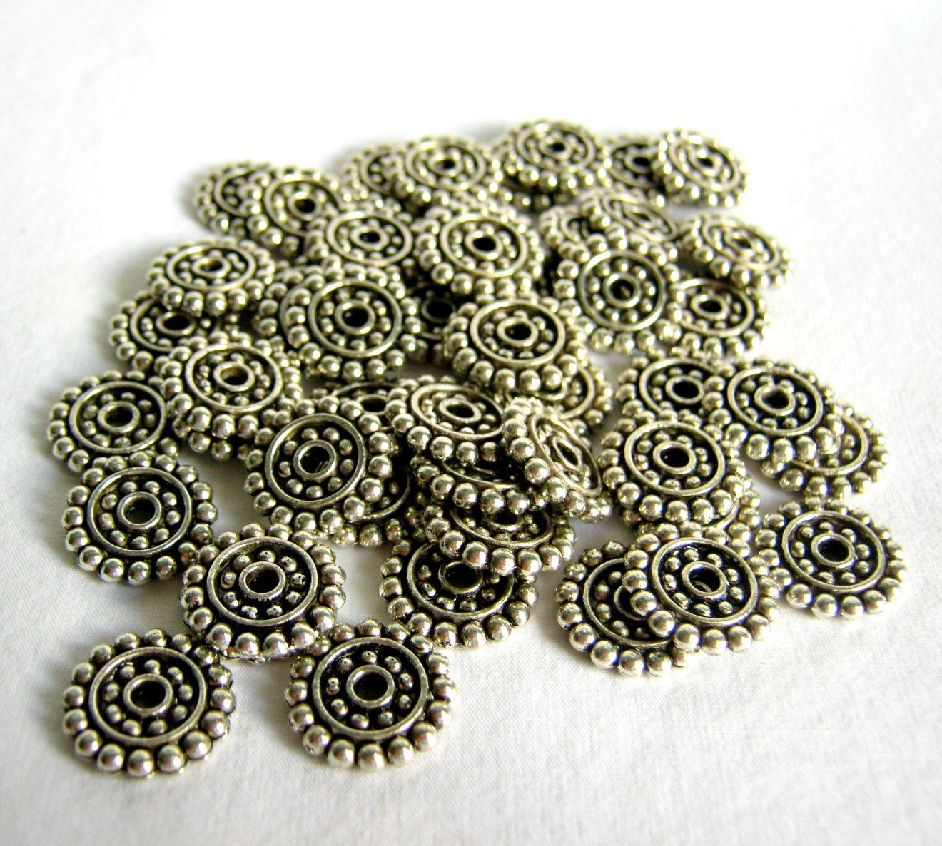 silver tone flat spacer beads 12mm (10)