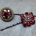Vintage Red Ruby AB Rhinestone Bobby Pins, W Germany Czech