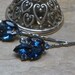 Winter Bridal Blue Rhinestone Hair Pins, Vintage Recycled