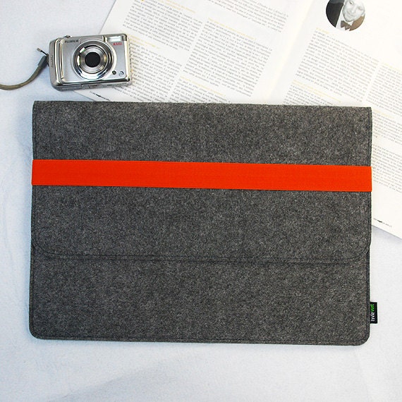 Macbook Pro Retina Macbook Air 15" Macbook Sleeve Case Bag Macbook Holder Handmade Customized Orange Elastic Strip :E1148-MGra04o
