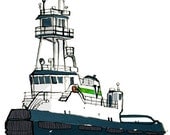 tugboat: ship print / nautical illustration
