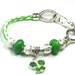 Green Gemstone Bracelet Green Butterfly Charm Bracelet Green Gemstone and White Leather Ch Green Crystal Butterfly Charm
