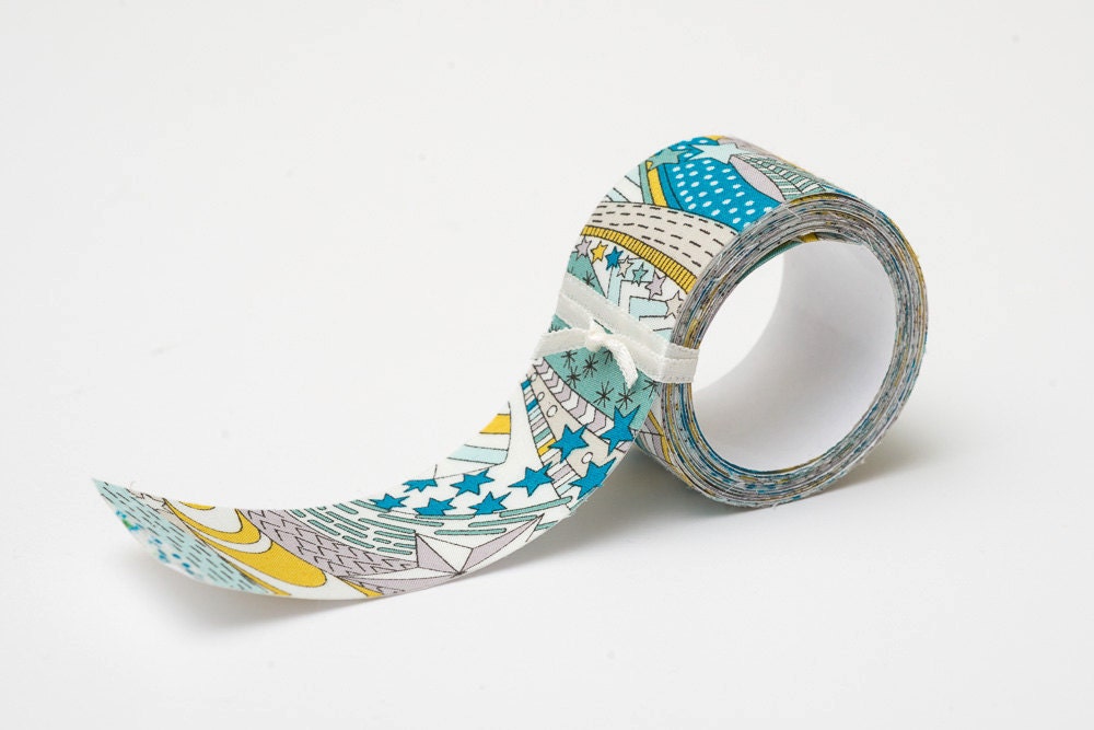 Sticky Adhesive Fabric Tape, Japanese Washi Tape - My Little Star Blue, Tana Lawn, Liberty Print