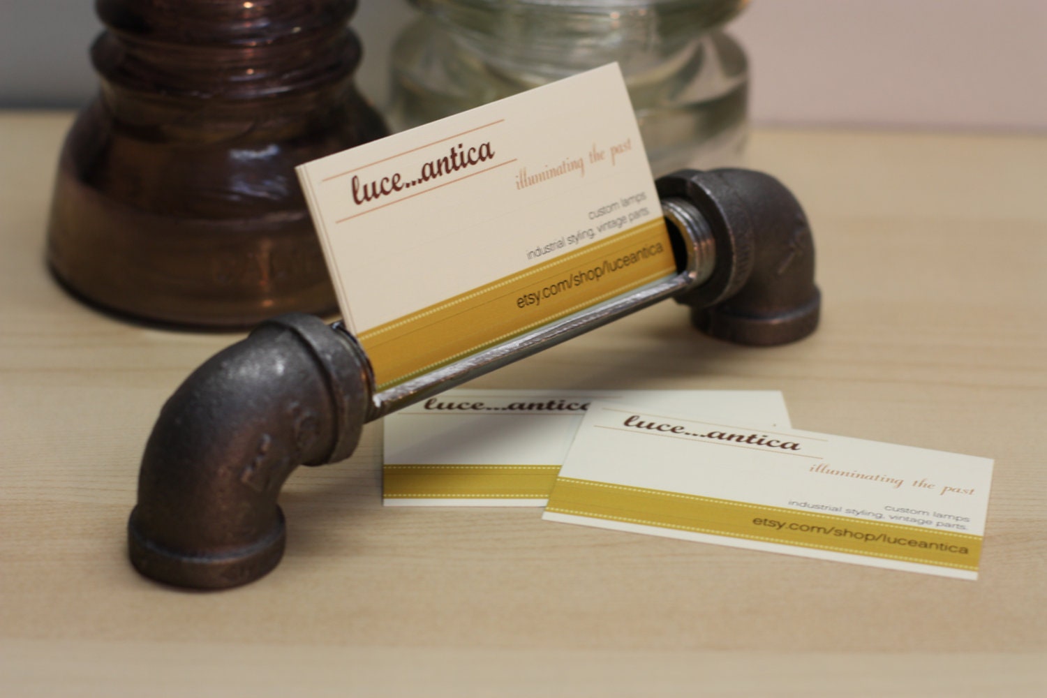 Industrial Design Business Card Holder Made From Iron Pipe