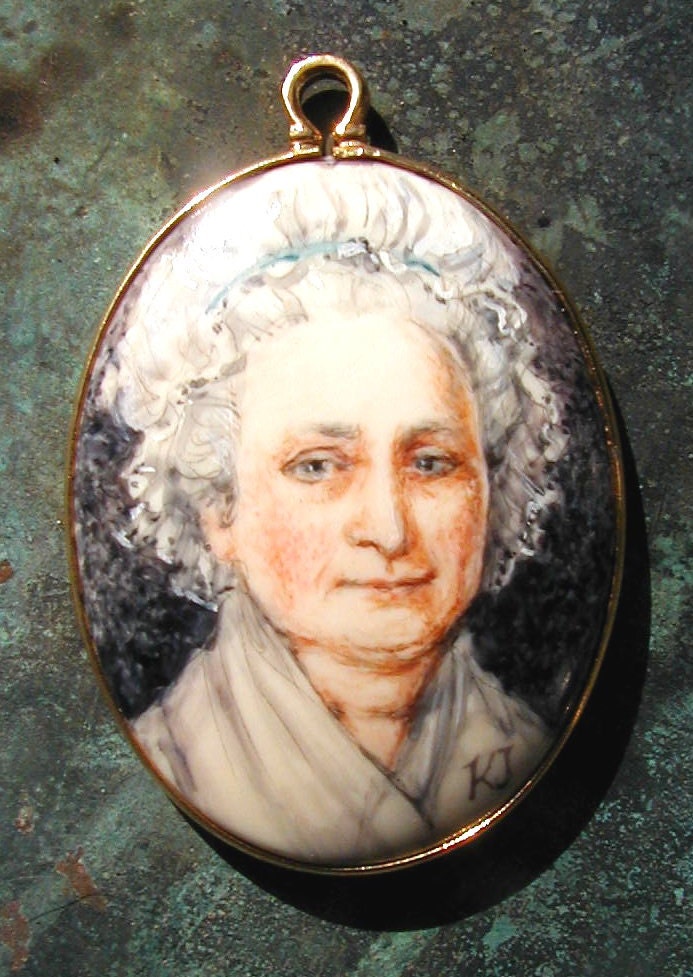 SALE Hand-painted Miniature Portrait, Martha Washington