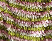 Mini Mango Leaf Olive, Pink, White Taffeta 60 Inch Wide Fabric By the Yard