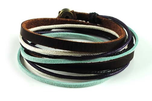 Soft Leather Multicolour Ropes Women Leather Bracelet Women Wrap Cuff Bracelet 278B