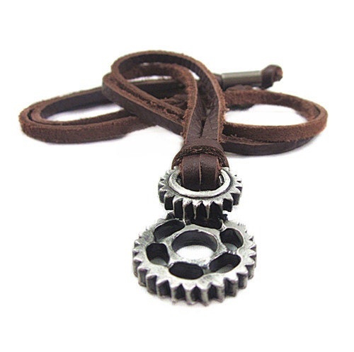 soft leather necklace,gear pendant men leather long necklace, women leather necklace   PL0228