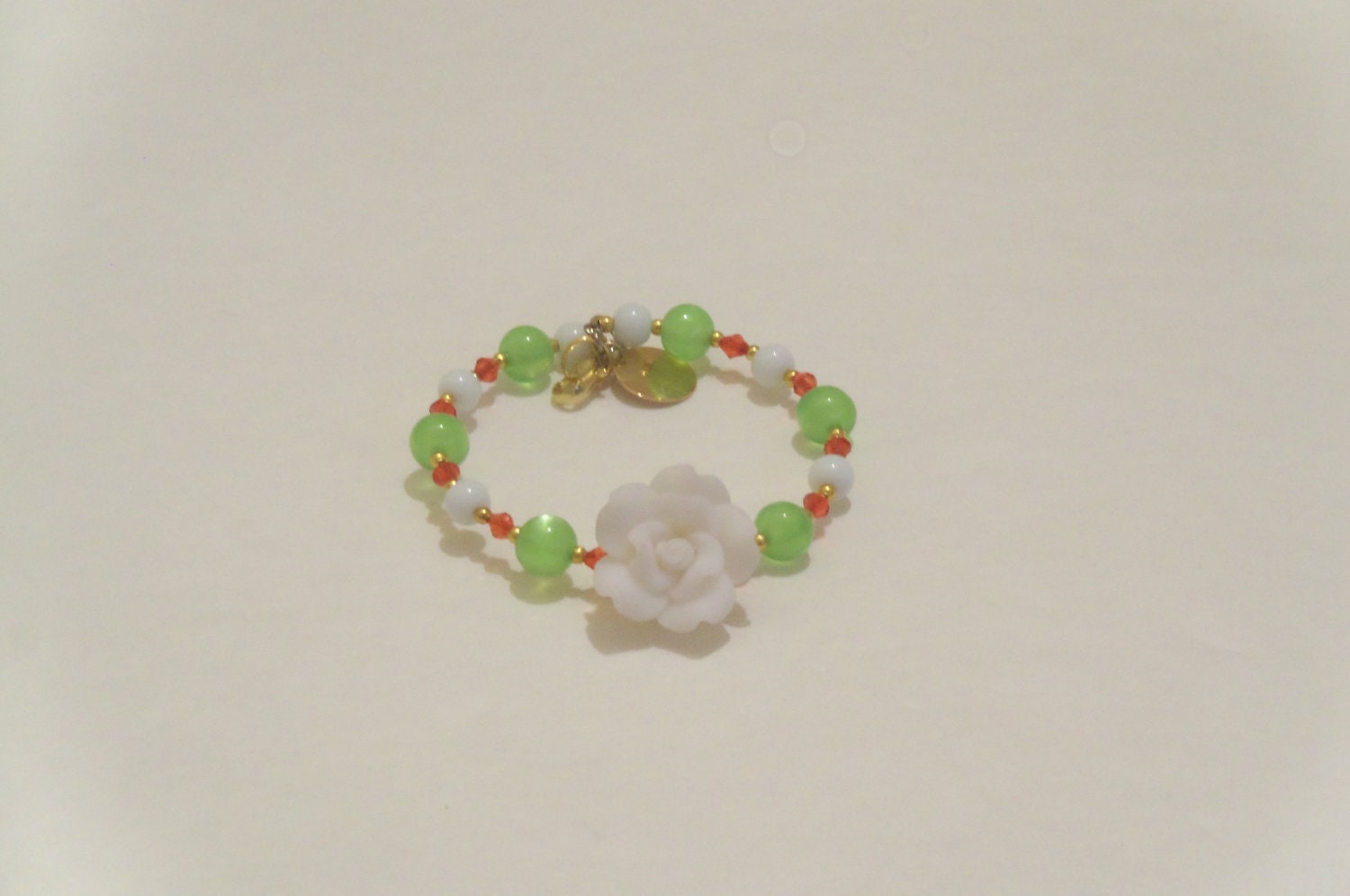 Beautiful white rose  dainty bracelet for springtime
