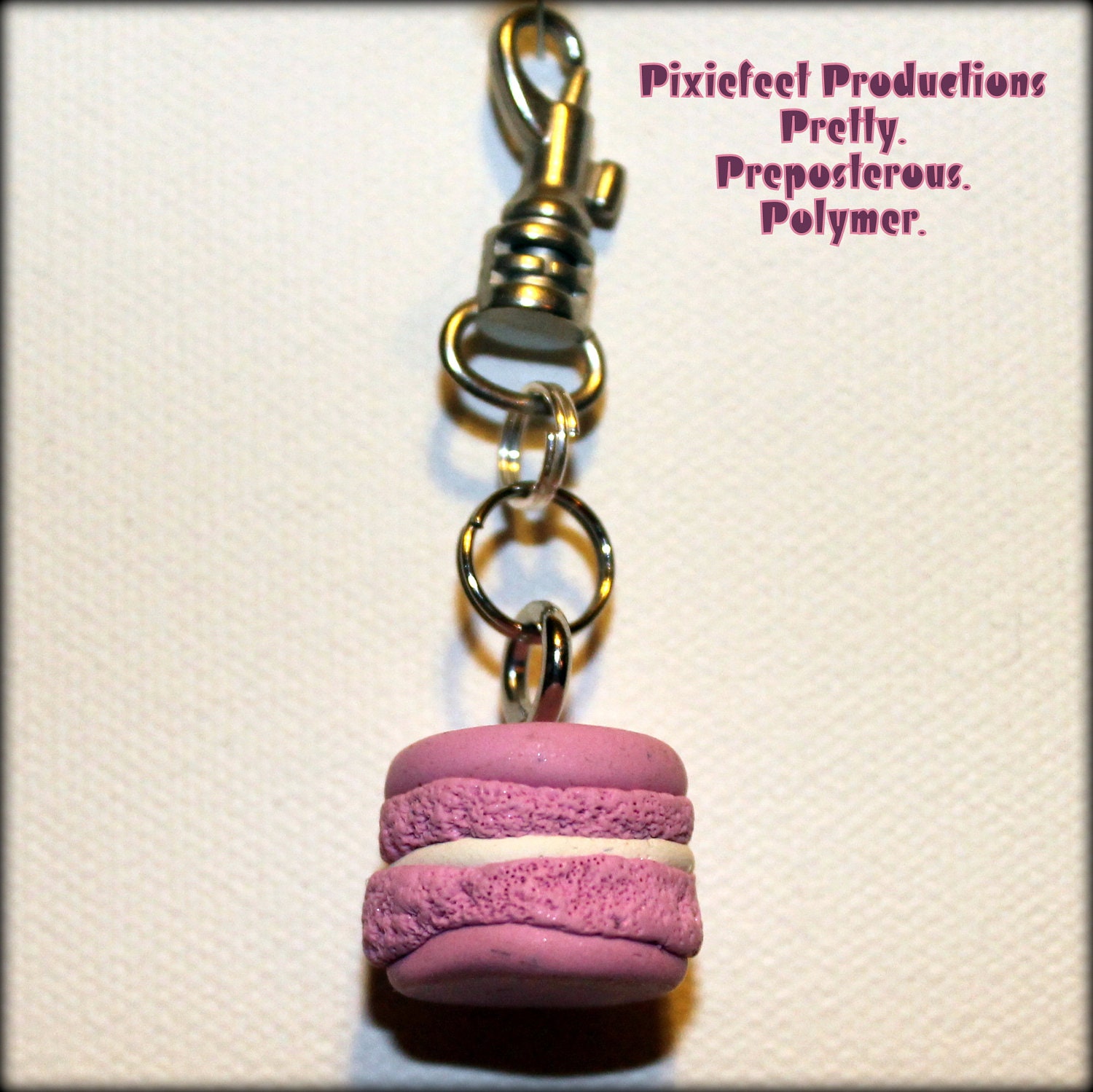 Polymer Macaron Keychain Light Pink