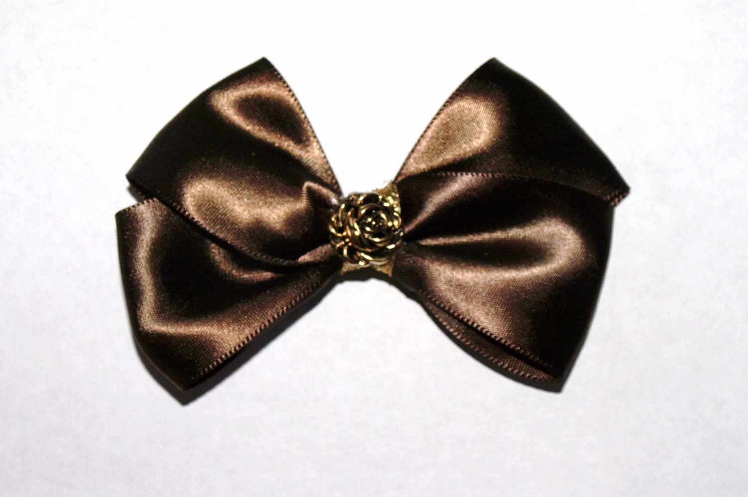 Brown hair bow with rose- fall accessories- thanksgiving hairbow