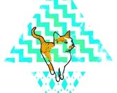 Neon Cat Pyramid - Limited Edition Print