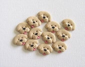 6 Puppy Dog Sewing Buttons Light Brown