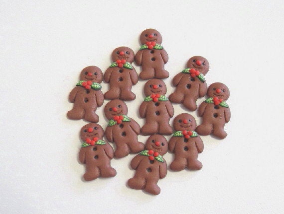 Gingerbread Men Buttons Set of 5