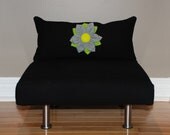 18"x18" Black Denim Upholstered Pet Bed / Cat Bed / Small Dog Bed /// Pet Lounger