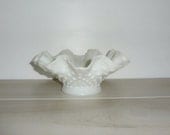 Fenton Milkglass 1950-60s frog/ candleholder - white hobnail vintage bowl