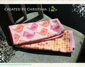 Handmade Burp Cloth Set - Baby Girl Chickadee & Dots