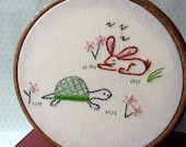 The Tortoise and the Hare - PDF Embroidery Pattern - Aesop's Fables - Includes Color and Stitch Guide