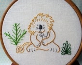 The Lion and the Mouse - PDF Embroidery Pattern - Aesop's Fables - Includes Color and Stitch Guide