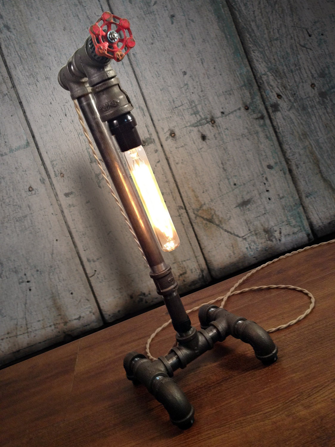 Edison Table Lamp - Industrial Lighting - Steampunk Decor - Man Cave