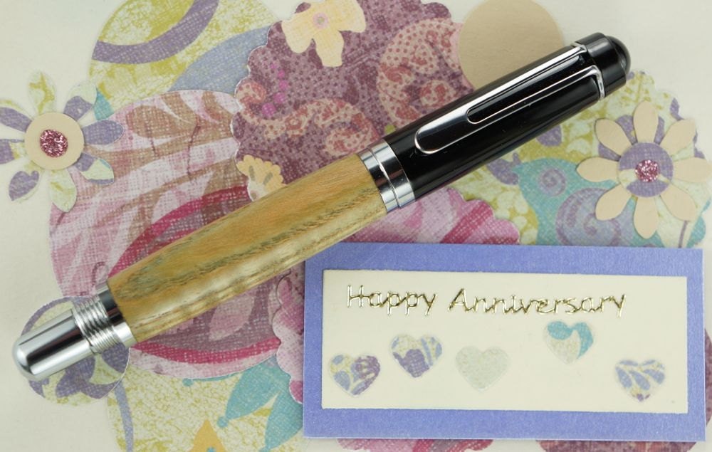 Hand turned Ink Pen Classic Style Handcrafted from Pew wood from Grace River Church 317