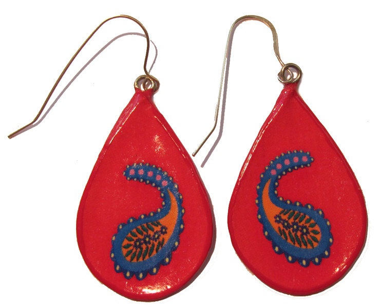 PAISLEY RED earrings wire frame