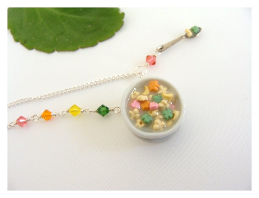 Retro Lucky Charms Necklace polymer clay miniatures