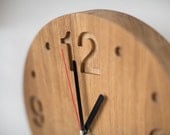 Wall clock made out of solid oak, ash or maple, minimalistic style, minimalistic style