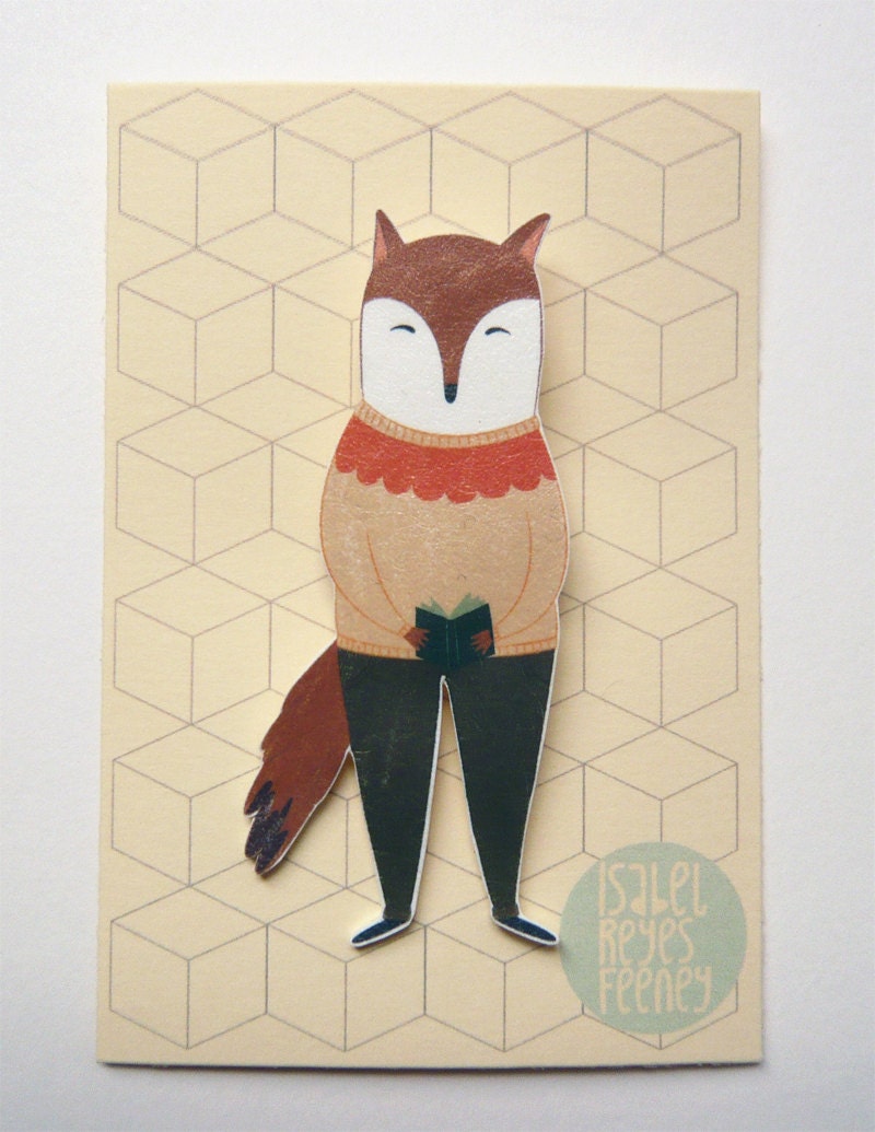 Forest Animal Brooch - Shrink Plastic Brooch - Fox Brooch -