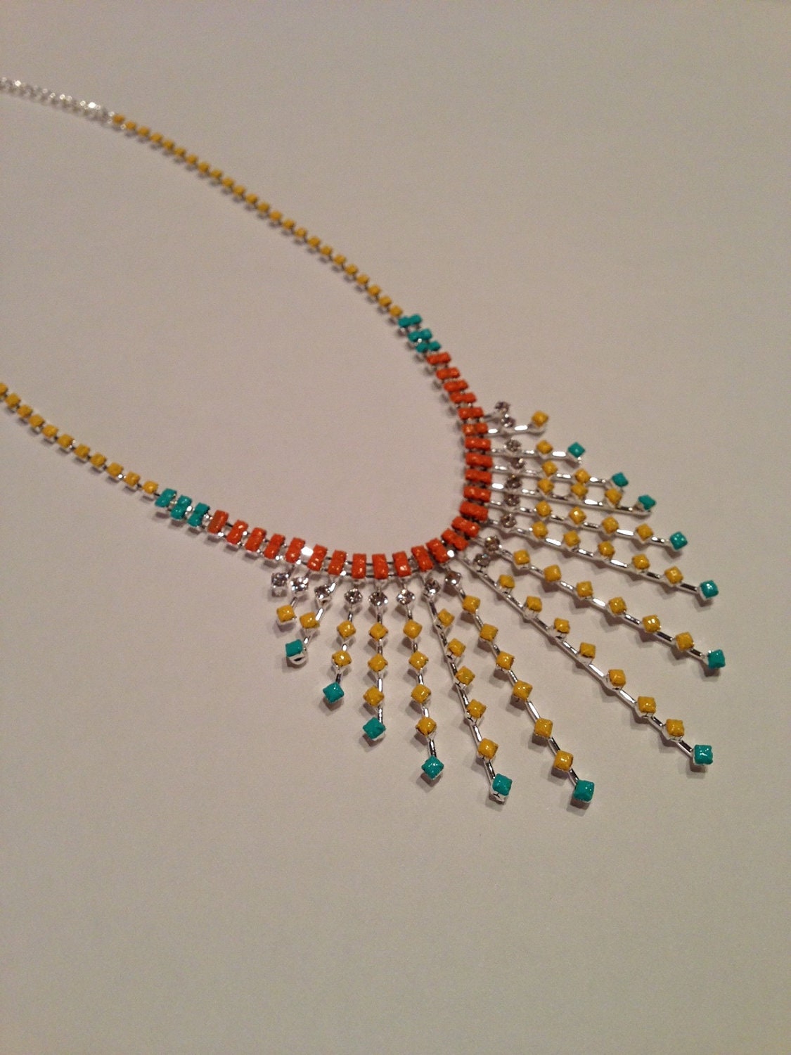 The Lola Necklace, Painted Rhinestone Necklace Inspired by Tom Binns, Statement Necklace