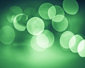 SALE 50% OFF, Bokeh Photography, Green Holiday Print, Fine Art Photography, 5x7, Christmas Decor