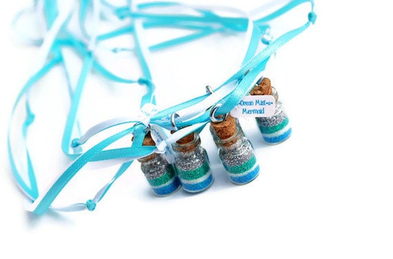 Mermaid 5 Necklaces, Fairy Tale, Mermaid dust, Tiny, Mermaid Party Favors