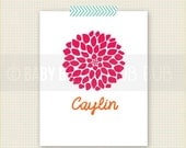 Chrysanthemum- Personalized Art - Baby Nursery - Kids Room  - Custom Wall Print Poster