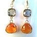 Autumn in Love Orange and Gray Gold Earrings,Drop, Dangle, Glass Earrings, bridesmaid gifts,Wedding jewelry