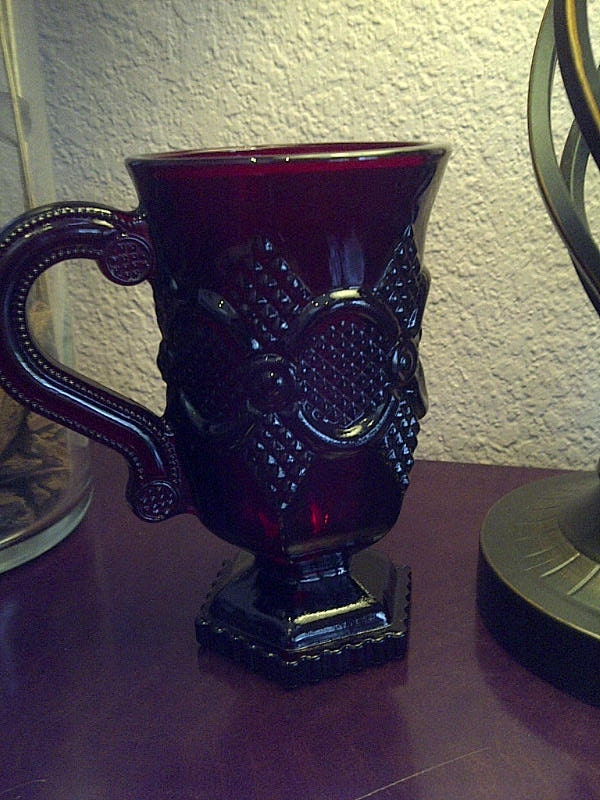 Mug in the Cape Cod-Ruby pattern by Avon Crystal