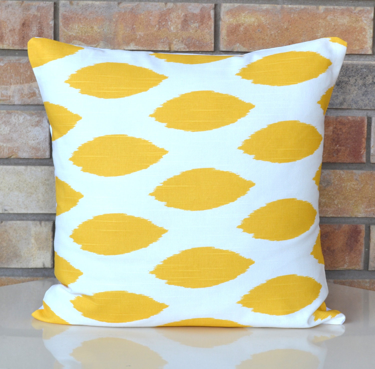 Yellow Ikat Decorative Pillow Cover accent pillow modern pillow cover 18x18 inches