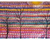 P28 - Colorful Turquoise Pink Abstract Trees Invitation Postcard Greeting Card of Abstract Art Expressionism Painting